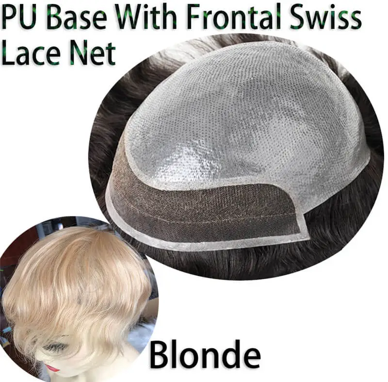 PU Skin Toupee for Men With Franch Lace Frontal 10x8inch Hair Replacement for Men's Hairpiece Human Hair Men Toupee