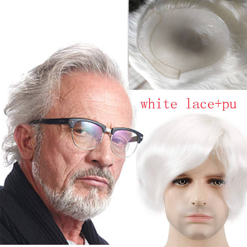 Men's Toupee Hairpieces Replacement System For Men PU Base With Frontal Swiss Lace Net 100% Virgin Human Hair 10x8 "Base Size 4TBlonde Color
