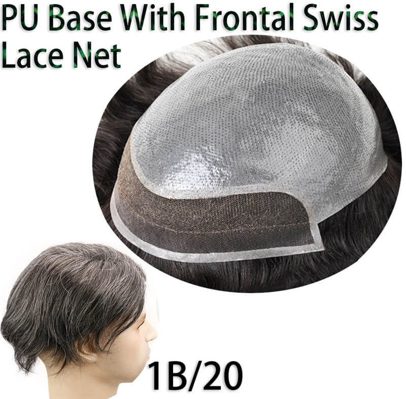 Men's Hairpiece Human Hair Toupee Wig Super Thin Skin Hair Replacement Base Size 8x10 #4 Dark Brown Lace Frontal With PU Toupee