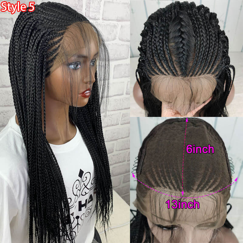 High Quality Braid Synthetic Wig Attractive Design Cornrows 4 Braids Hair Hand Tied Lace Front Braided Synthetic Hair Wig Black