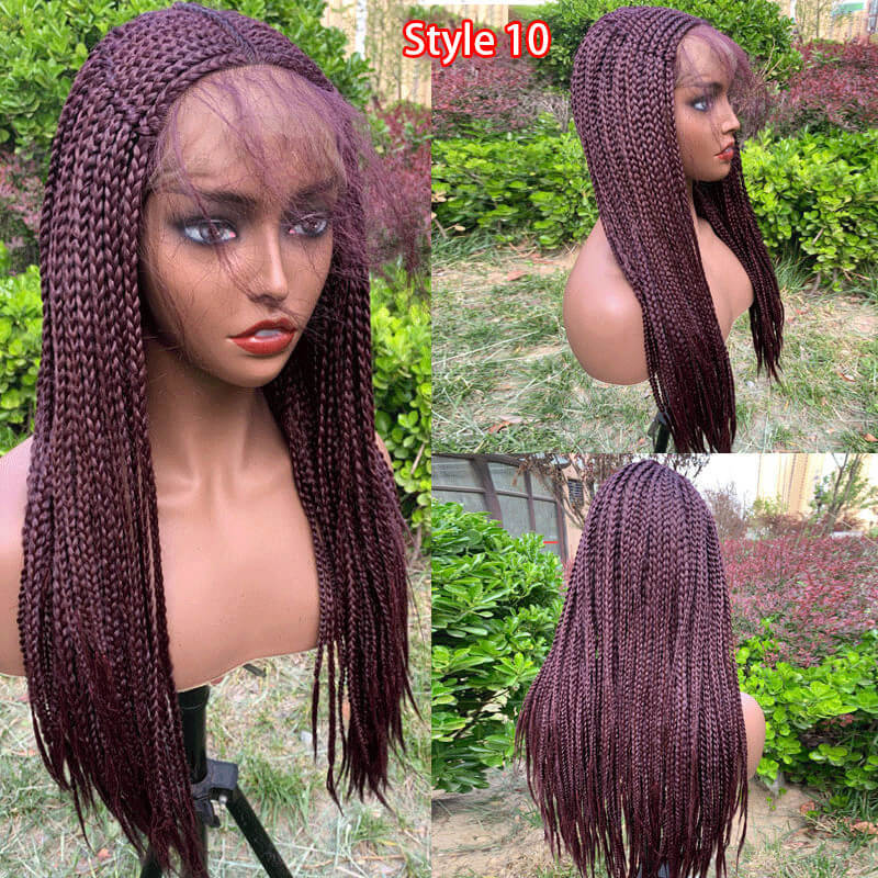 Box Braided Wigs For Black Women Braiding Hair 13X6 Micro Braids Wig Lace Front Wig Braided Wig Fake Scalp Synthetic Heat Resistant Fiber Micro Croche