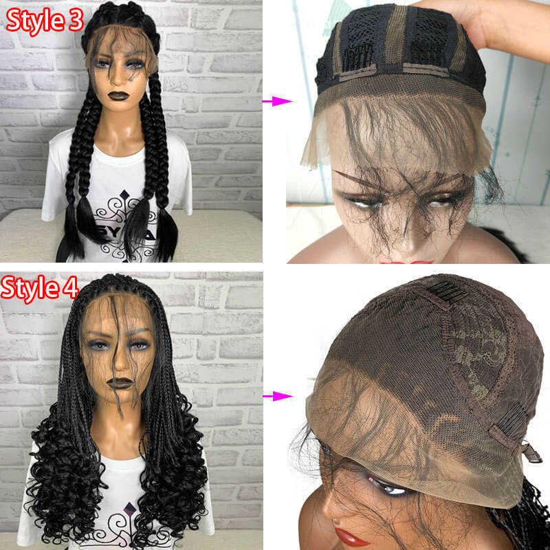 Goddess Box Braids Crochet Hair Bohomian Crochet Box Braids Curly Ends 13X3 Synthetic Lace Front Wigs For Women