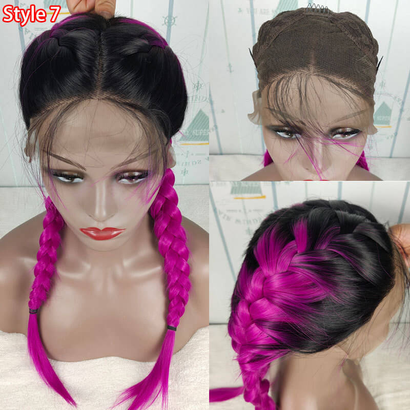 High Quality Braid Synthetic Wig Attractive Design Cornrows 4 Braids Hair Hand Tied Lace Front Braided Synthetic Hair Wig Black