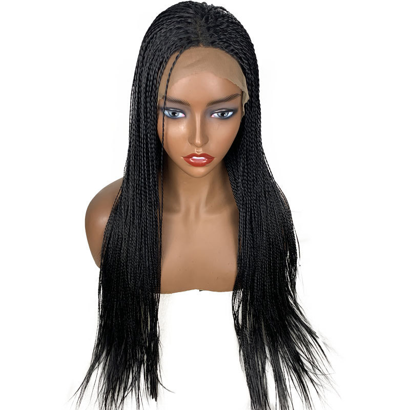 Black Color Hair Braided Box Braids Wigs High Temperature Fiber Hair Synthetic Lace Front Wig For Women Lace Wigs