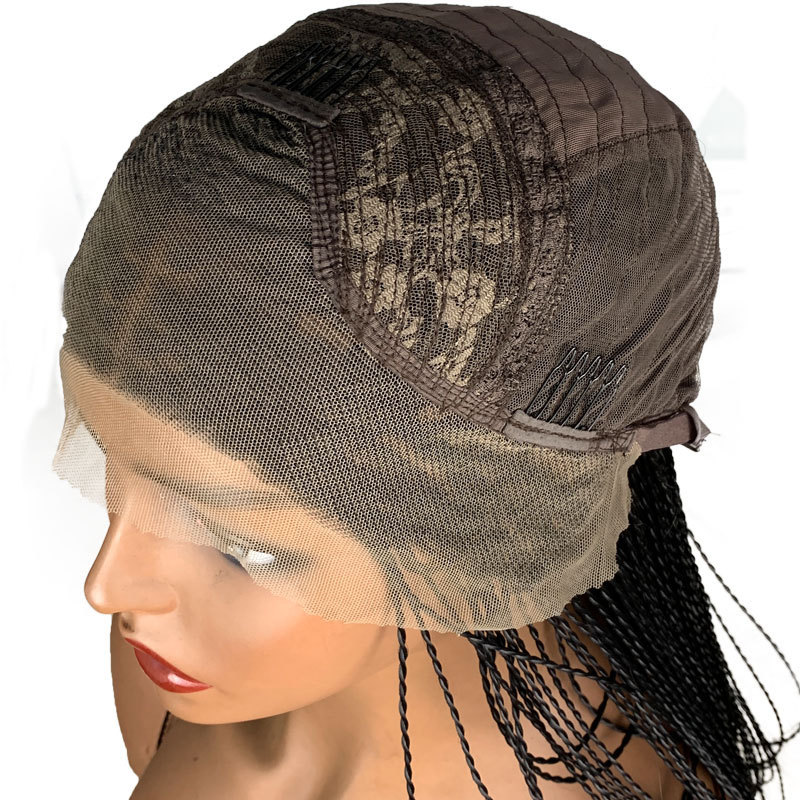 Black Color Hair Braided Box Braids Wigs High Temperature Fiber Hair Synthetic Lace Front Wig For Women Lace Wigs