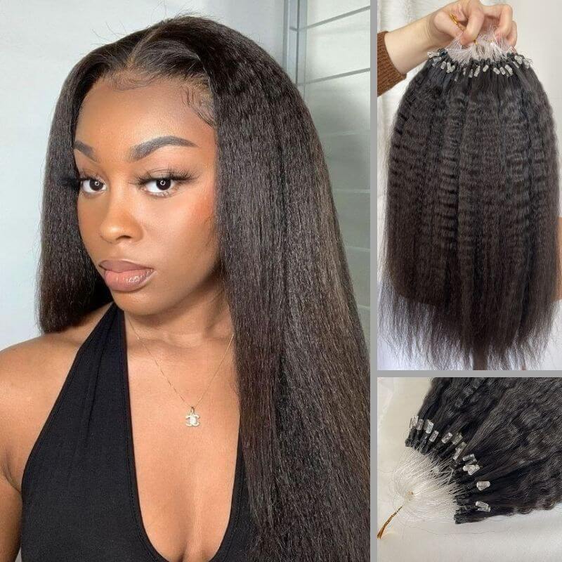 Kinky Straight Loop Human Hair Extensions Brazilian Virgin Hair Micro Ring Extensions I Tip Microlinks Human Hair Extensions