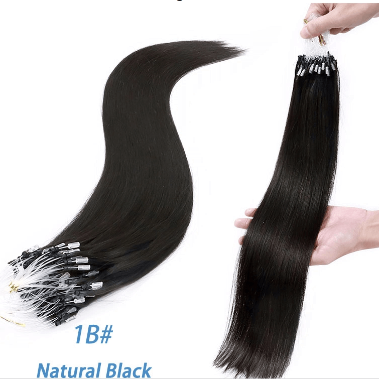 Straight Micro Bead Hair Extensions Non-Remy Micro Loop Human Hair Extensions Micro Ring Extensions 1B#
