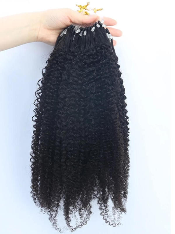 Kinky Curly Bead Loop Human Hair Extensions Brazilian Virgin Hair Weave I Tip Micro Ring Extensions