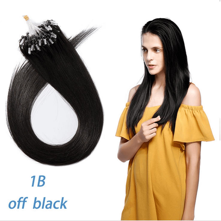 Straight Micro Bead Hair Extensions Non-Remy Micro Loop Human Hair Extensions Micro Ring Extensions 1B#