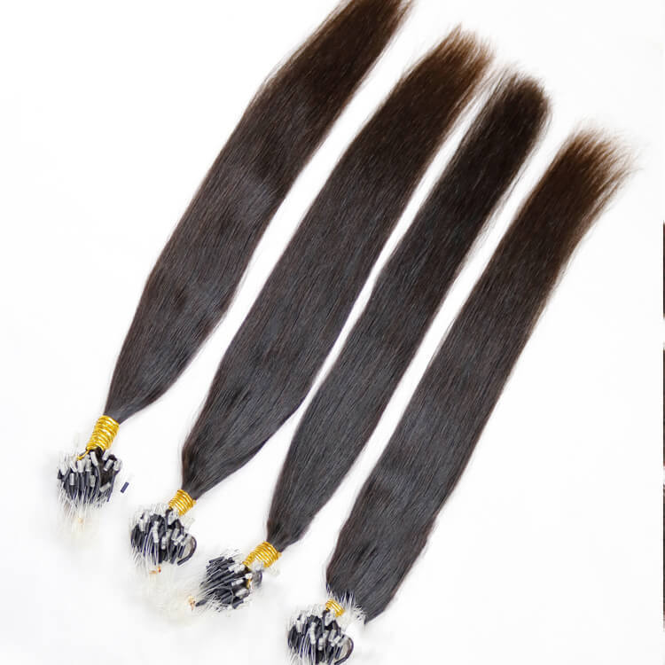 Straight Micro Bead Hair Extensions Non-Remy Micro Loop Human Hair Extensions Micro Ring Extensions 1B#