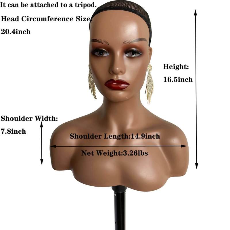 PWig Mannequin Heads 3Colors  Bust Female Realistic Manikin Head with Face and Shoulders for Wigs Beauty Accessories Displaying