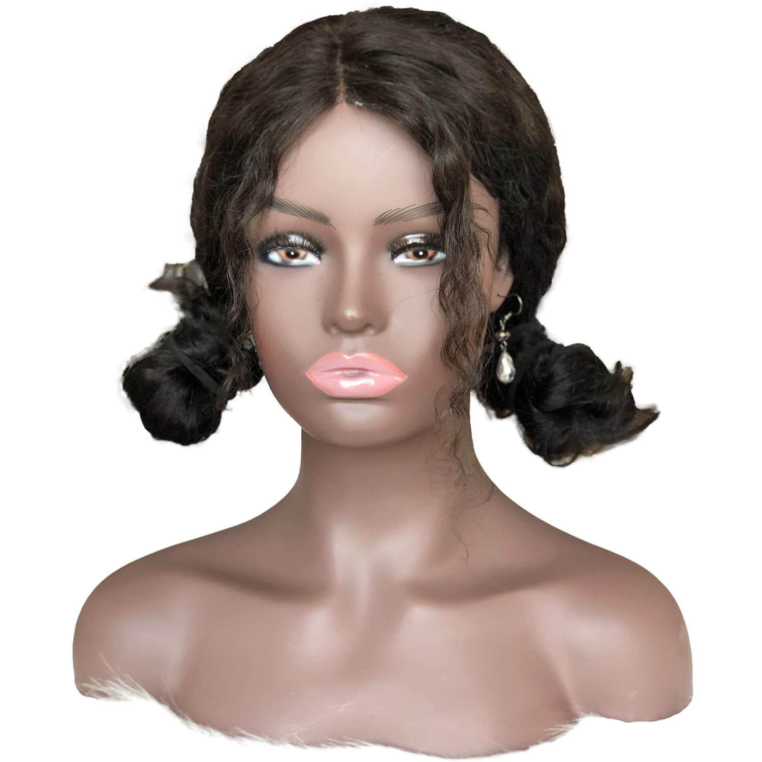 Realistic Female Mannequin Head With Shoulder Manikin Pvc Head Bust Wig