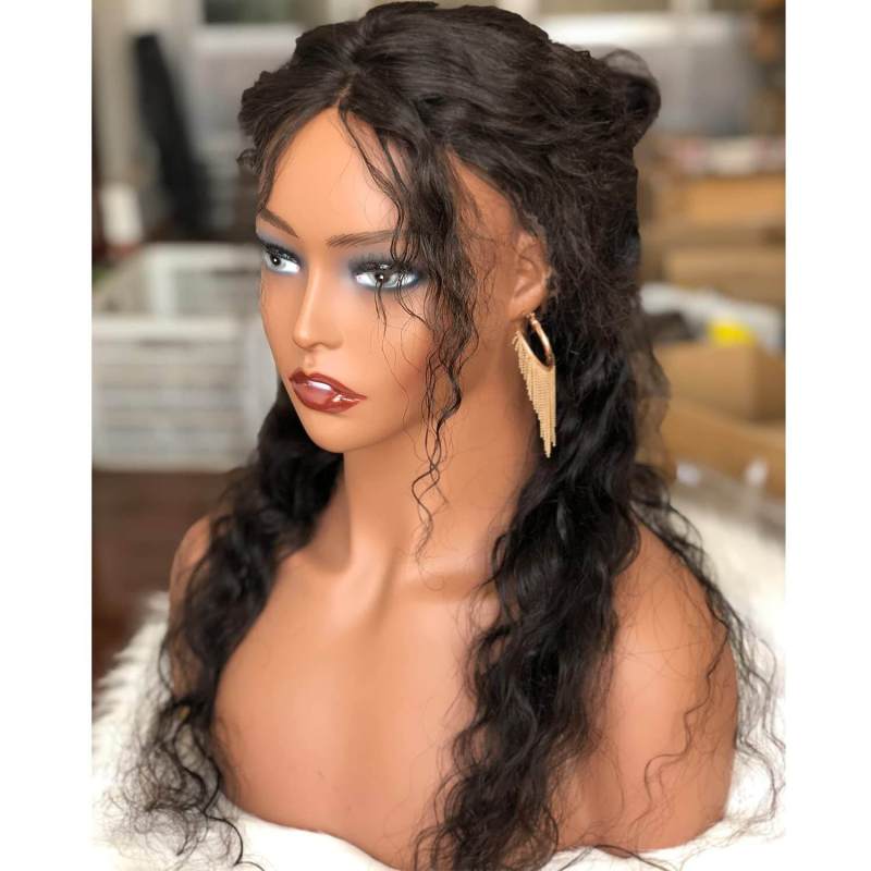 Realistic Female Mannequin Head with Shoulder Manikin PVC Head Bust Wig Head Stand for Wigs Display Making,Styling,Sunglasses,Necklace Earrings