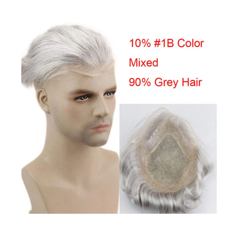 Men's Toupee 10"x8" Human Hair Thin Skin Hairpiece Hair Replacement Wigs Mono Lace Net Base for Men #21 Ash Blonde Color