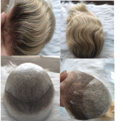 Men's Toupee Hairpieces Replacement System For Men PU Base With Frontal Swiss Lace Net 100% Virgin Human Hair 10x8 