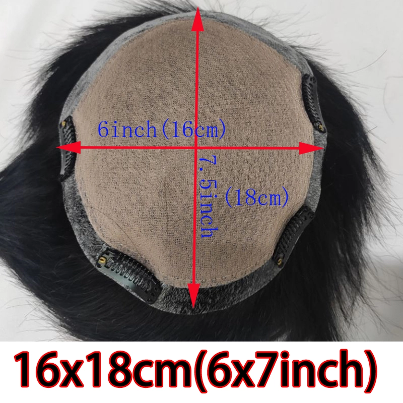 Pwigs Toupee For Men Silk Base Toupee Real Human Hair Replacement System For Men Hair pieces Natural Hairline Clip in Crown 1B Color