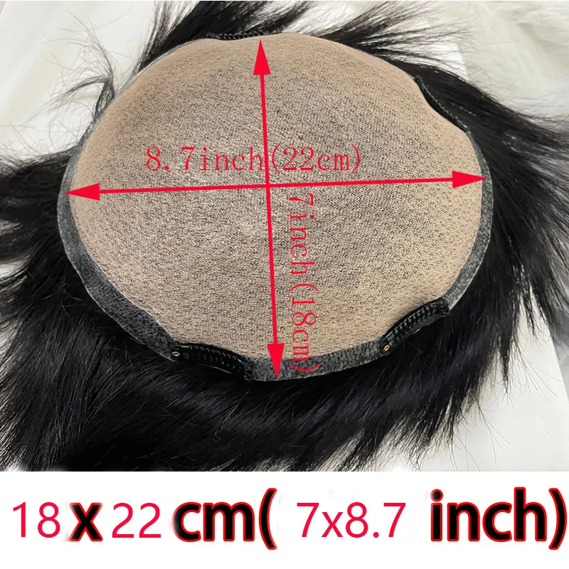 Pwigs Toupee For Men Silk Base Toupee Real Human Hair Replacement System For Men Hair pieces Natural Hairline Clip in Crown 1B Color