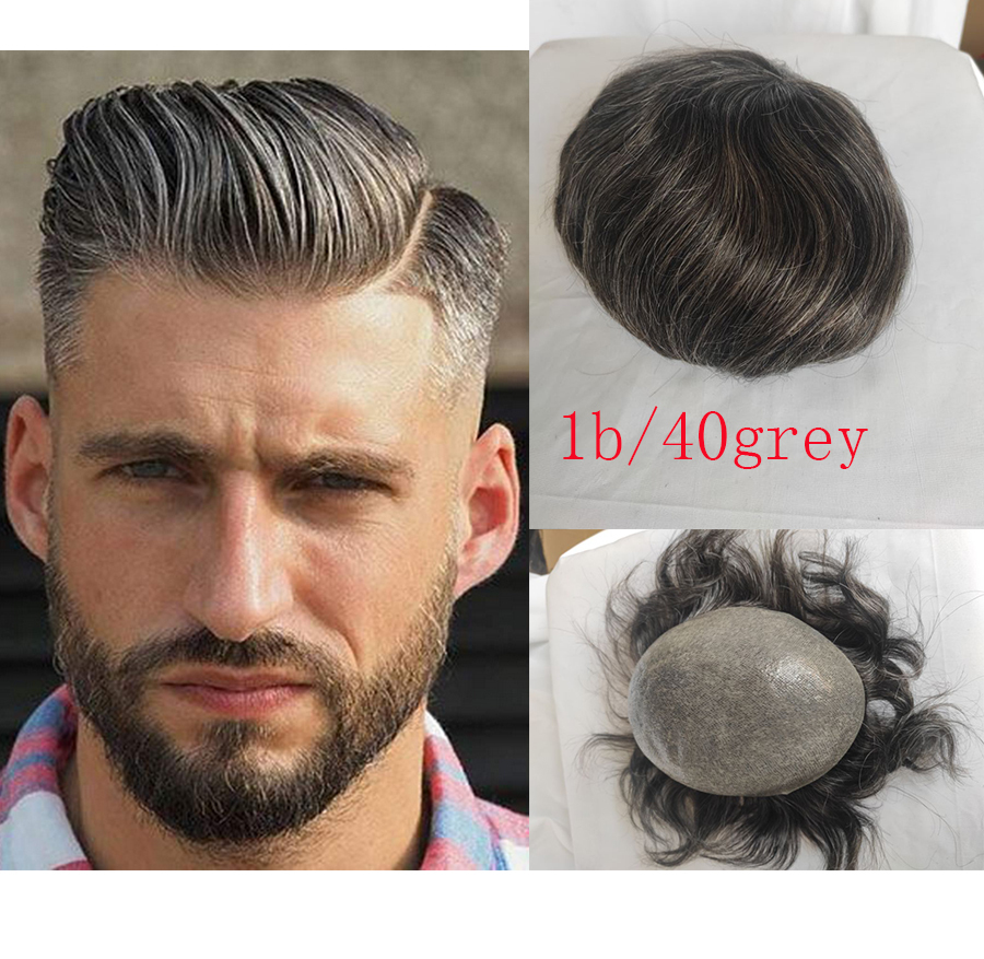 Pwigs  PU V-loop Super Thin Skin Hairpiece Ultra Thin Skin Mens Toupee Invisible Men Hair Replacement Poly Disposable Hairpiece Natural Hairline