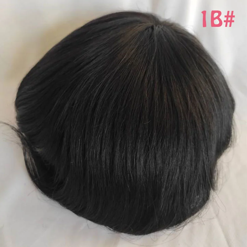 Toupee for Man Ultra Thin Skin PU Men's Hairpiece European Virgin Human Hair Replacement System Pieces 10x8inch #4 Light Brown Color