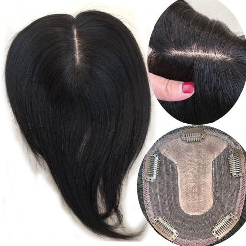10x12cm Silk Base Hair Topper Clip In Human Hair For Women Natural Hairpiece Top Crown Hair Clip 