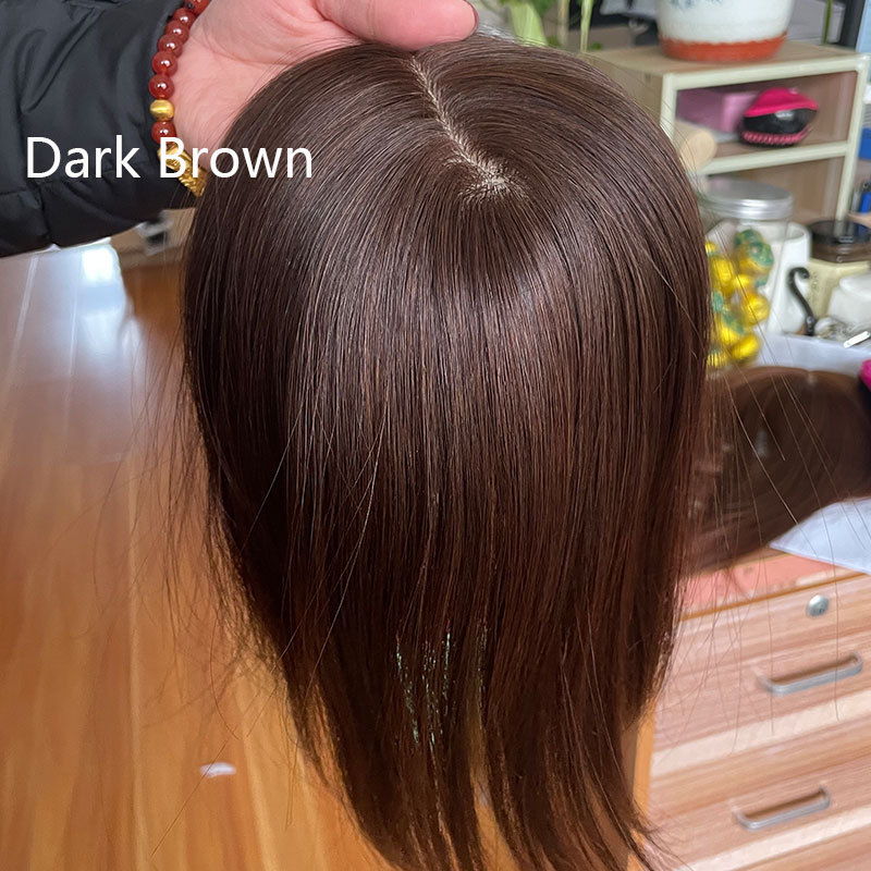 Skin Base Human Hair Topper With Clips In Silk Top Virgin European Hair Toupee for Women Fine Hairpiece 13X15cm Silk Base Closure