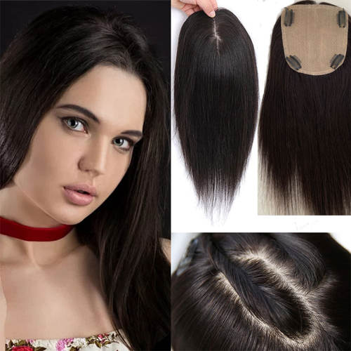10x12cm Silk Base Hair Topper Clip in Human Hair for Women Natural ...