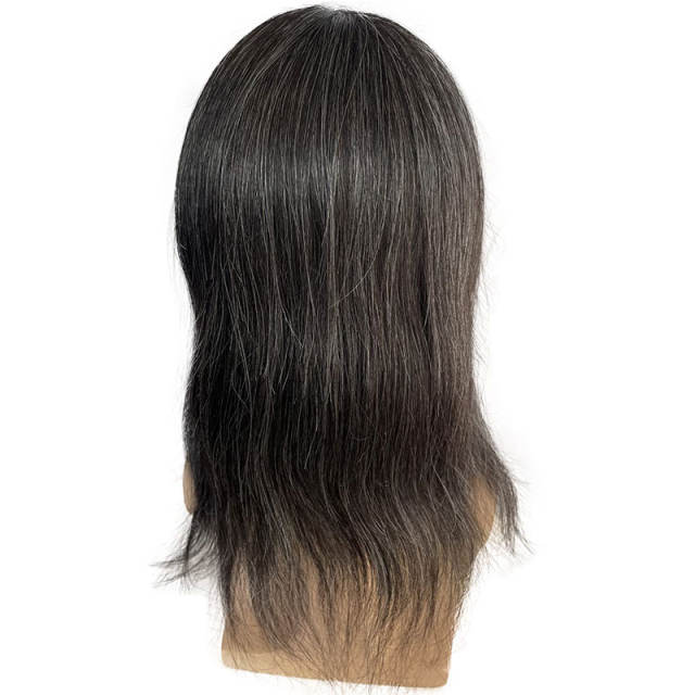12" Long Toupee For Men 100% Virgin Human Hair Replacement System for Men 10"x8" Base Size Swiss Lace Front With PU Toupee Hair