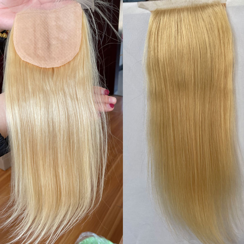Silk Top Lace Closure Straight Ash Blonde Silk Base Human Hair Lace Closure with Baby Hair 4x4 Brazilian Virgin Human Hair 613#
