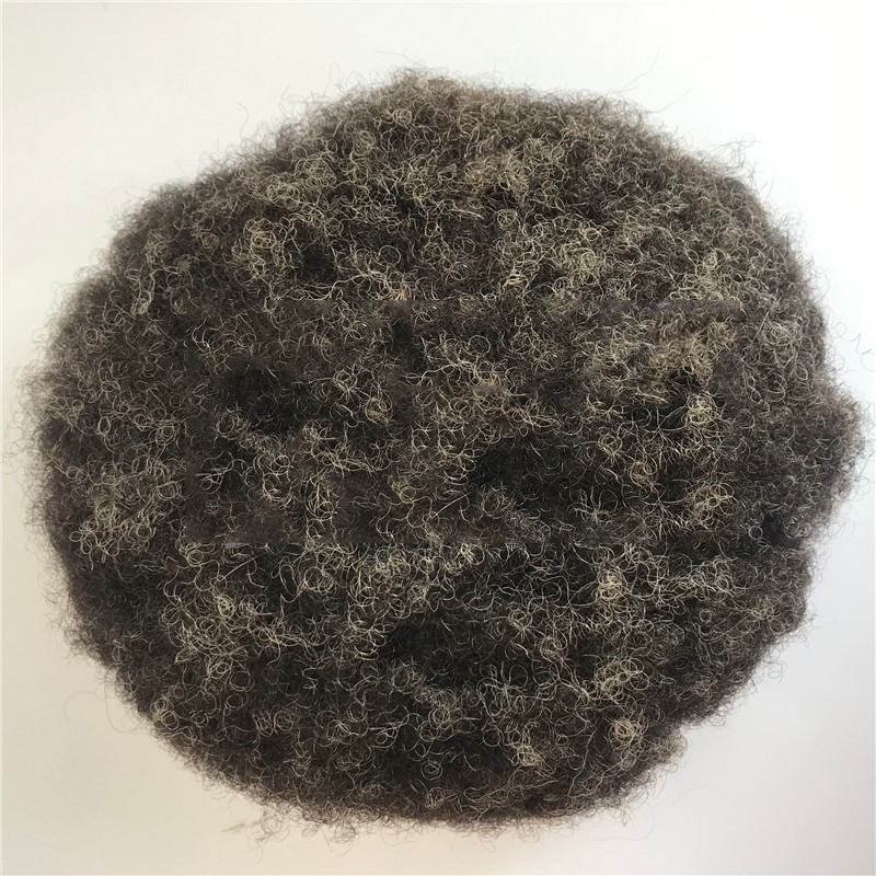 Customized Hairpiece Afro Toupee For Black Men African  4mm 1B20%Gray Color Afro Wig 150% Density Toupee Hairpieces