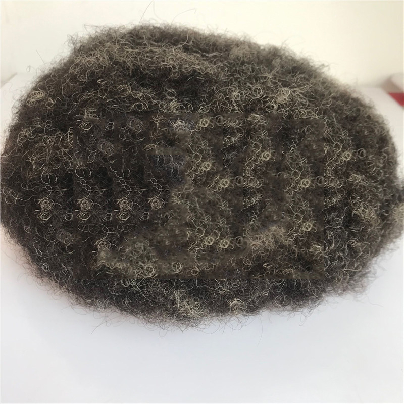 Customized Hairpiece Afro Toupee For Black Men African  4mm 1B20%Gray Color Afro Wig 150% Density Toupee Hairpieces