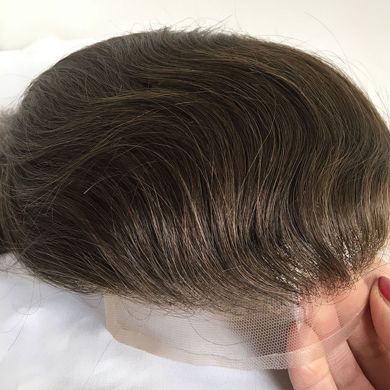 Men's Toupee Hairpieces Replacement System For Men PU Base With Frontal Swiss Lace Net 100% Virgin Human Hair 10x8 "Base Size 4TBlonde Color