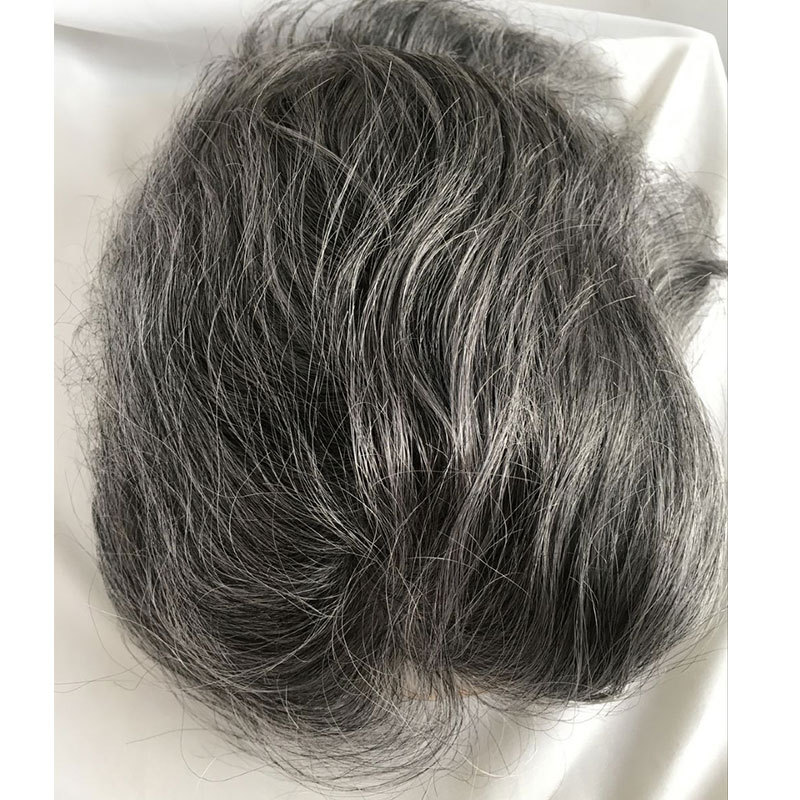 Pwigs 100% European Virgin Human Hair Toupee for Men with Soft Thin Super Mono Lace 10" x 8" Straight hair pieces #1b Off black Color