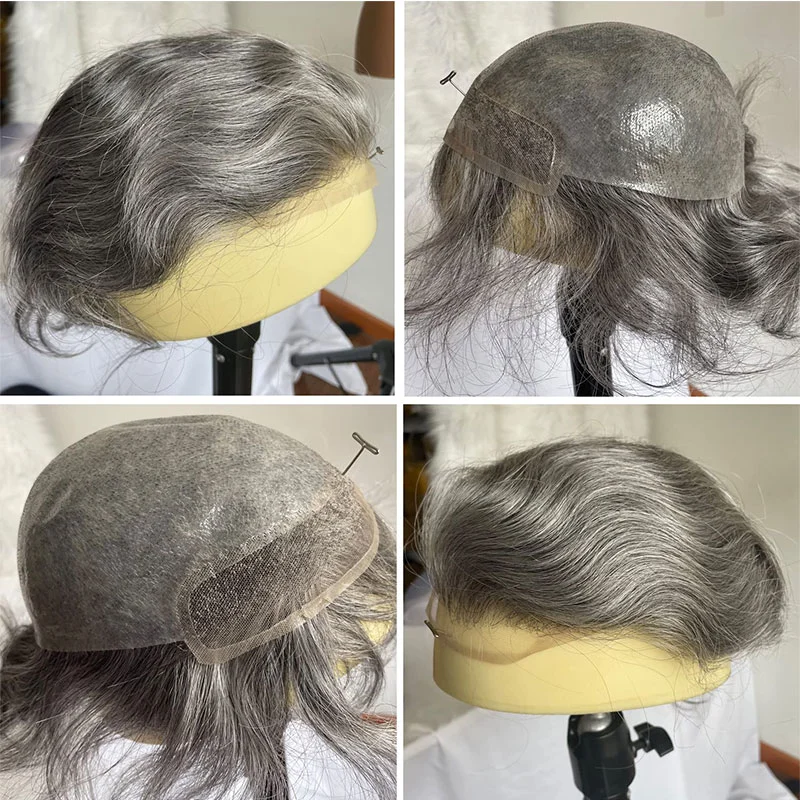 Men's Toupee Hairpieces Replacement System For Men PU Base With Frontal Swiss Lace Net 100% Virgin Human Hair 10x8 "Base Size 4TBlonde Color
