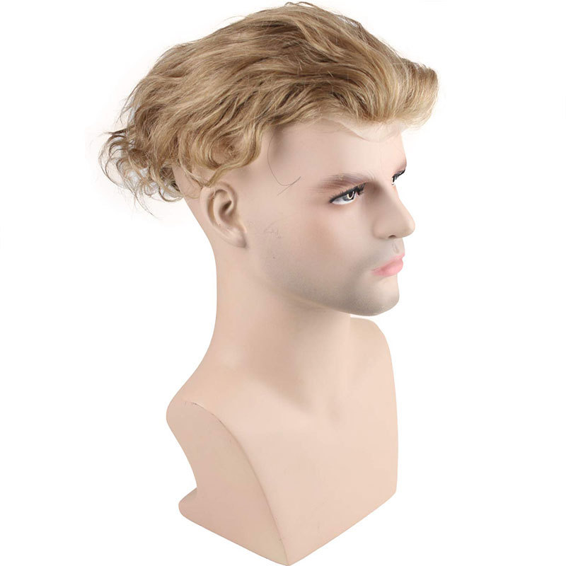 Pwigs 100% European Virgin Human Hair Toupee for Men with Soft Thin Super Mono Lace 10" x 8" Straight hair pieces 4 Brown Color