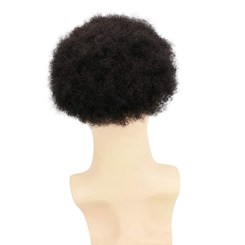 African American Wigs Full Swiss Lace Afro Curly Human Hair Pure White Hair 10x8inch Toupee For Men Human Hair Men's Toupee