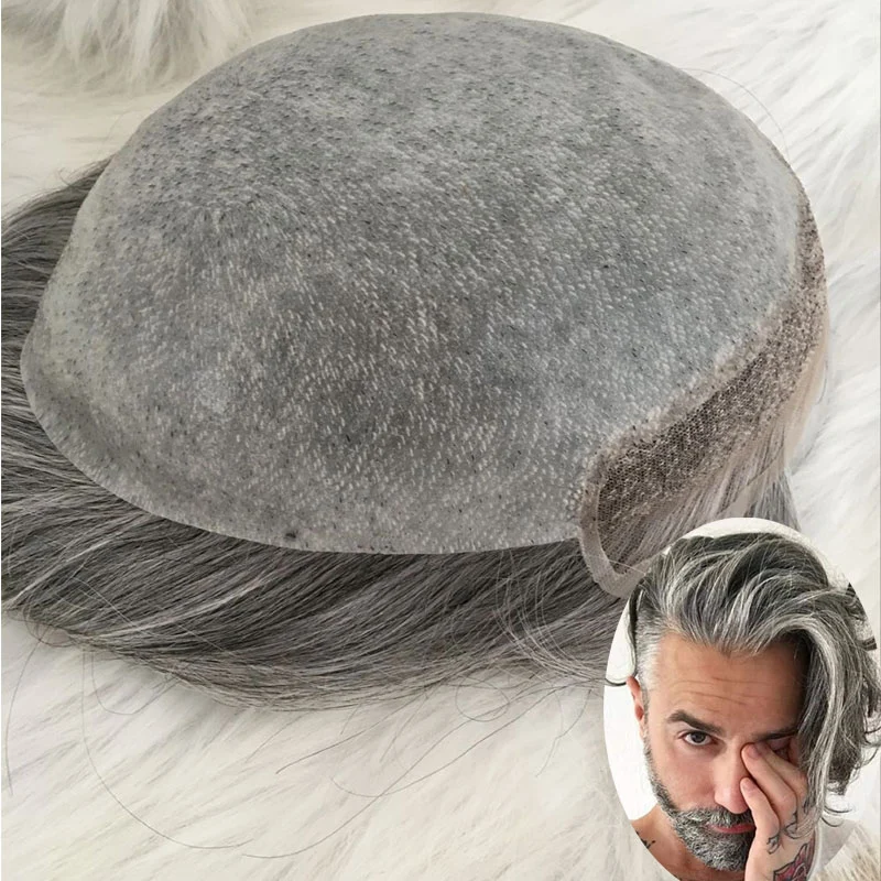 Men's Toupee Hairpieces Replacement System For Men PU Base With Frontal Swiss Lace Net 100% Virgin Human Hair 10x8 "Base Size 4TBlonde Color