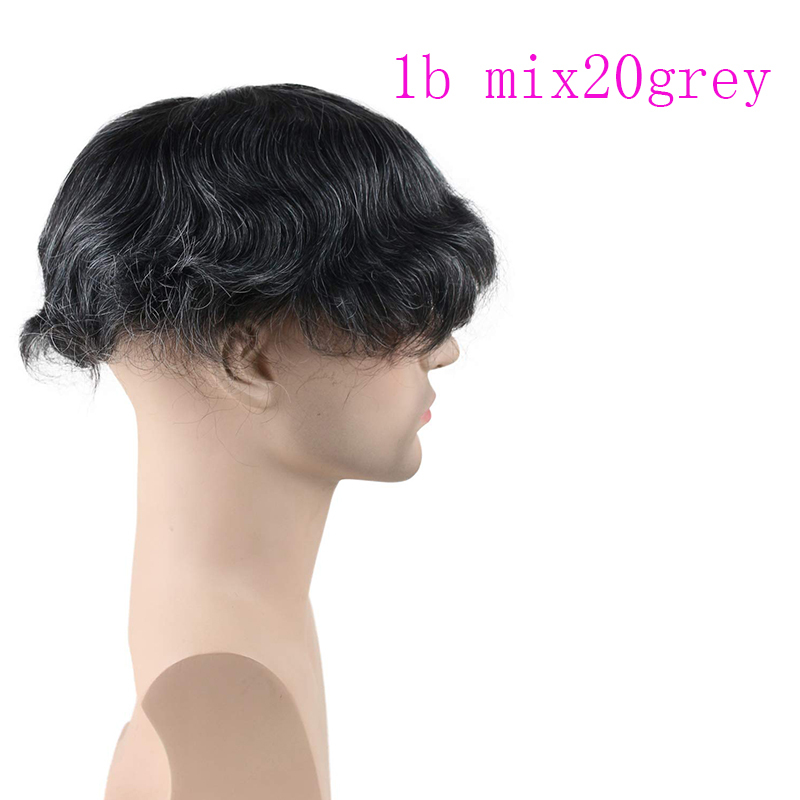 Pwigs Hairpiece Full French Lace Mens Toupee Bleached Knots Men Toupee Human Hair Wig Indian Remy Hair System Breathable 8x10 Toupee 18# Color