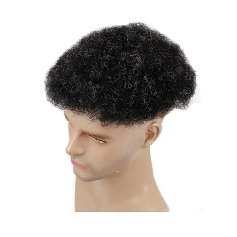 Afro Curly Toupee Full Lace Men Wig Curly Swiss Lace Men Toupee Replacement System 8x10 Inch Men Hairpiece White Color Toupee