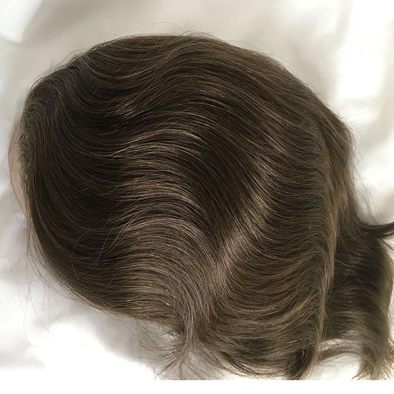 Men's Toupee Hairpieces Replacement System For Men PU Base With Frontal Swiss Lace Net 100% Virgin Human Hair 10x8 "Base Size 4TBlonde Color