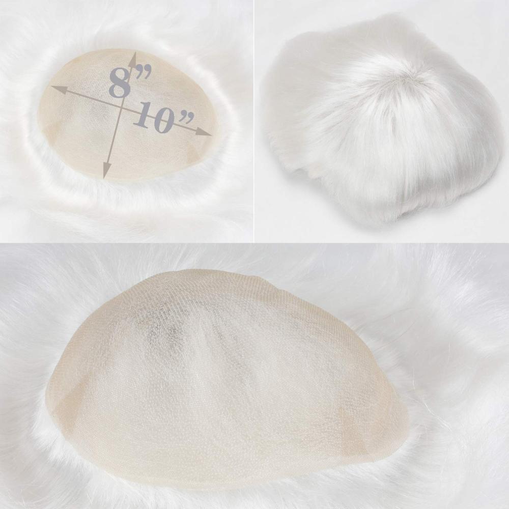 Pwigs Hairpiece Full French Lace Mens Toupee Bleached Knots Men Toupee Human Hair Wig Indian Remy Hair System Breathable 8x10 Toupee 18# Color