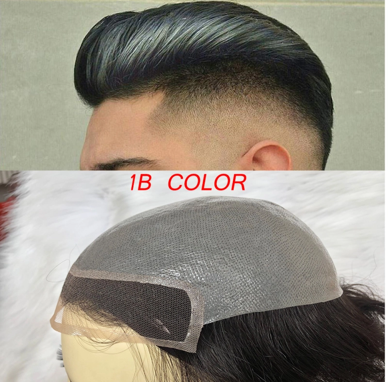 Toupee for Men Human Hair Men's Thin Skin Hair system with French Lace Hair Line Front 8x10 Inches Men Wigs Touppe For Black Men 22# color