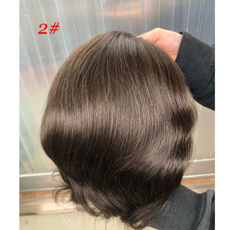 Toupee for Men Human Hair Men's Thin Skin Hair system with French Lace Hair Line Front 8x10 Inches Men Wigs Touppe For Black Men 22# color