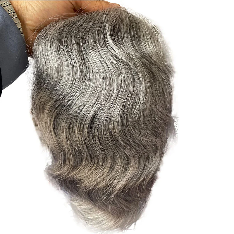 Toupee for Men Human Hair Men's Thin Skin Hair system with French Lace Hair Line Front 8x10 Inches Men Wigs Touppe For Black Men 22# color