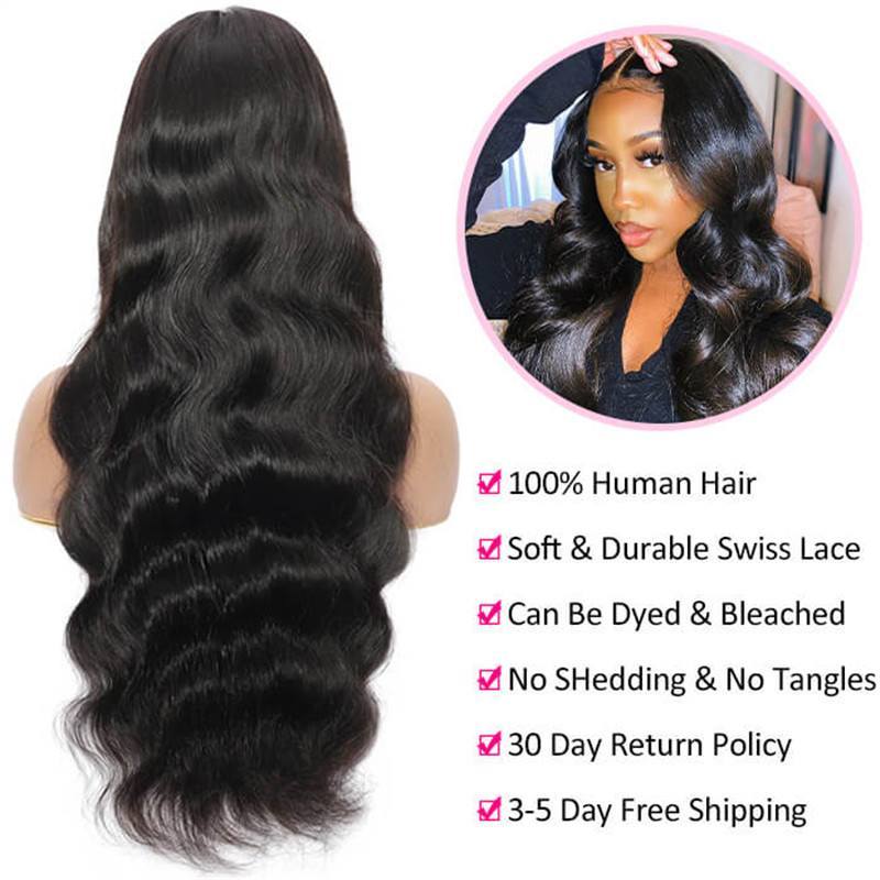 Body Wave Hd Invisible 13*6 Lace Front Human Hair Wigs Pre Plucked Brazilian Virgin Hair