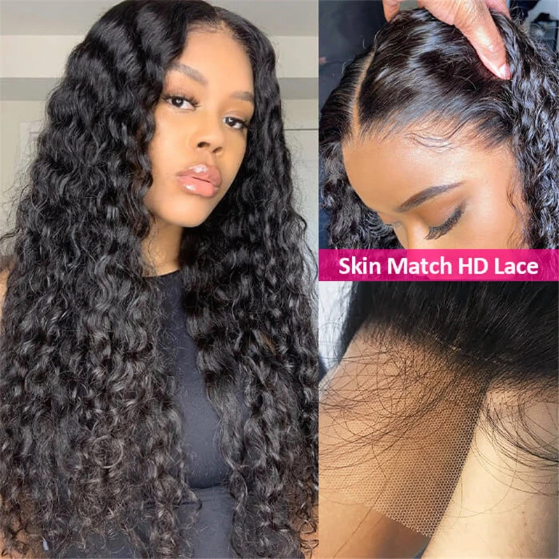 Deep Wave 13X4 Hd Lace Front Wigs Pre Plucked Undetectable Human Hair Glueless Wig With Baby Hair