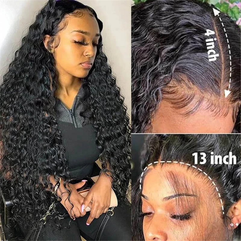 Deep Wave 13X4 Hd Lace Front Wigs Pre Plucked Undetectable Human Hair Glueless Wig With Baby Hair