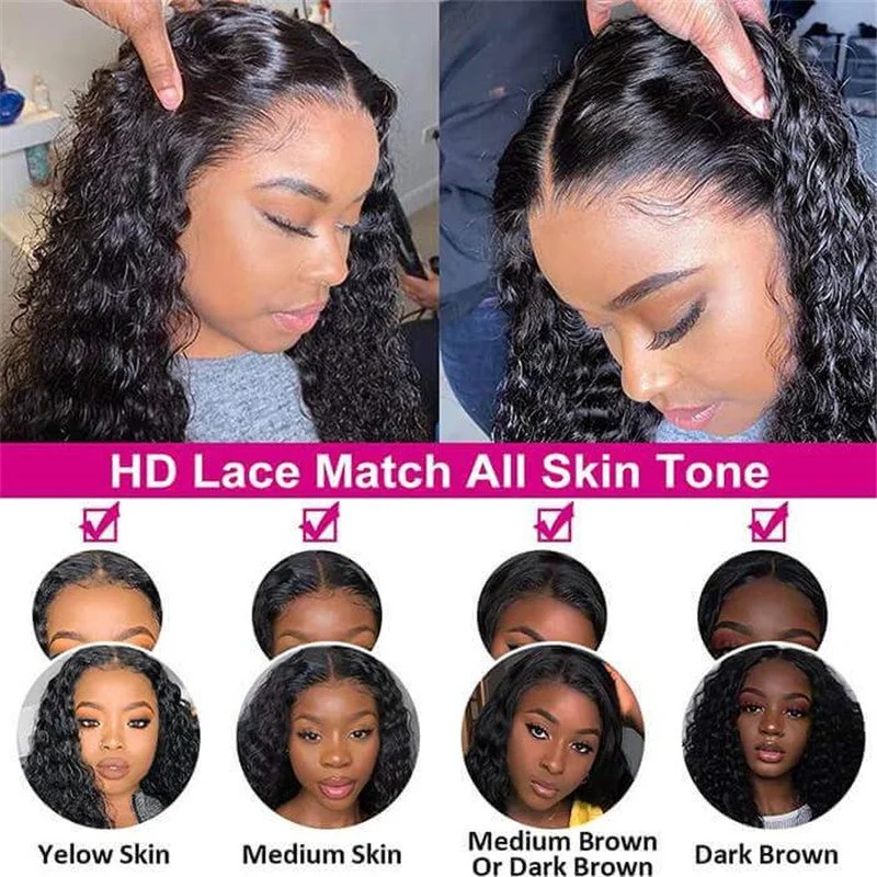 Hd Lace Wigs Realistic 13*4 Lace Front Wigs Human Hair Deep Wave 5*5/4*4 Transparent Lace Closure Wigs