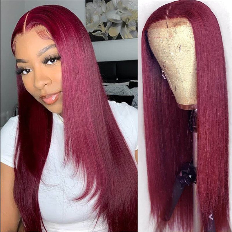 99J Straight/Body Pre Plucked 5X5 Hd Lace Closure Wigs Middle Part Human Hair Natural Hairline