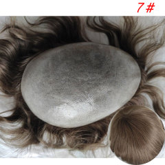 Men Wigs Human Hair Toupee Thin Skin Pu Male Wig Hair Prosthesis Men Toupee Hair 8x10inch Replacement System Remy Hair Pieces 7# Brown