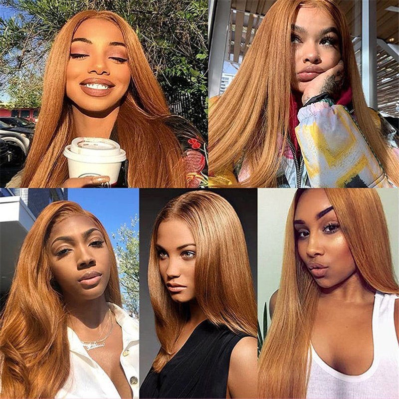 #30 Chestnut Brown Color Human Hair Wigs 13*6 Hd Lace Frontal Wig Pre Plucked Hairline